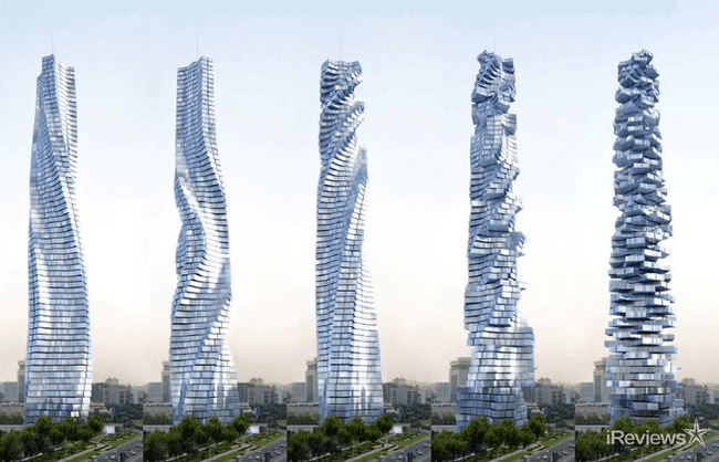 Dubai’s 1,378-foot Self-Sustaining Rotating Da Vinci Towe